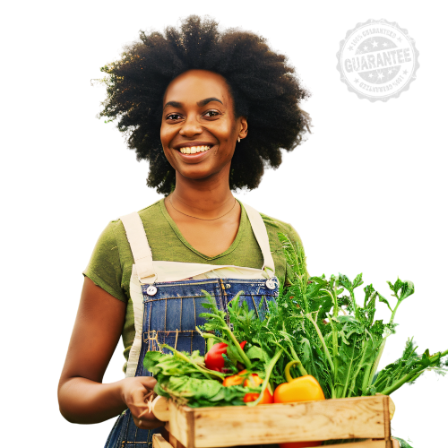 Flycorp Farms community farmer with fresh produce