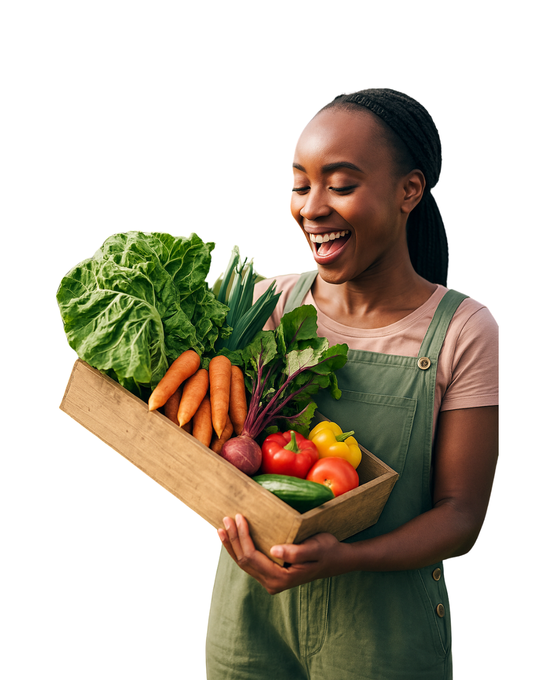 Woman with fresh organic vegetables